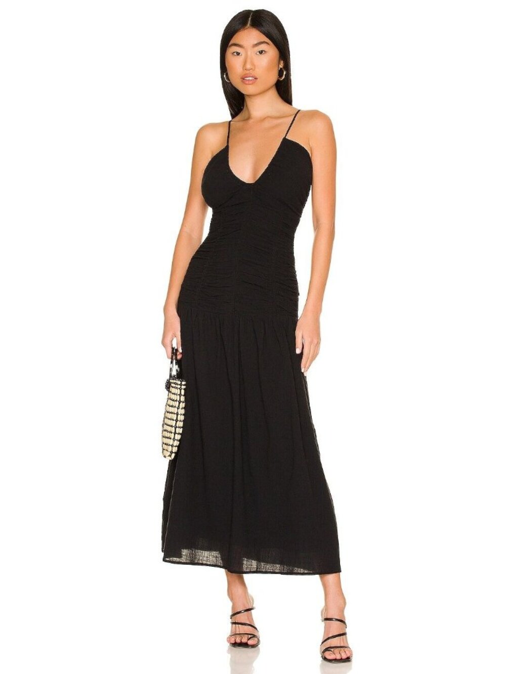 Suboo Alva Sundress Medium Black Sleeveless Cutout Back Black Cotton Trendy NEW